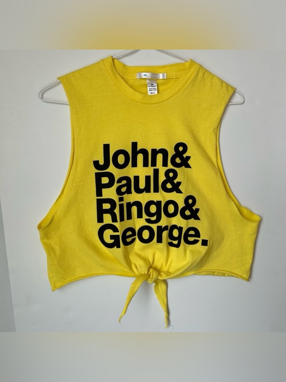 The Beatles John Paul Ringo George Yellow Custom Crop Top T Shirt Tee Sz S